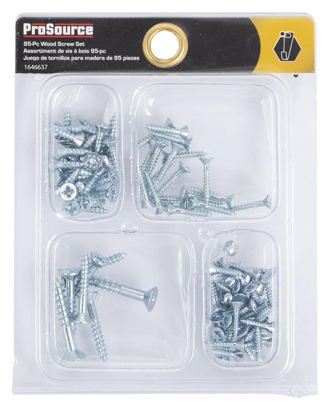 ProSource JL82101 Wood Screw Set, Zinc Plated, 95-Piece