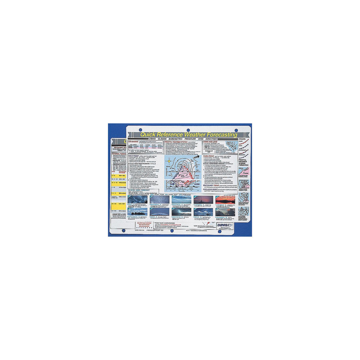 Davis 131 Weather Forecasting Quick Reference Card