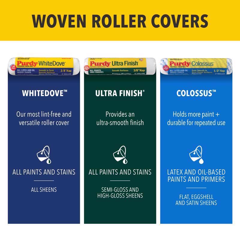 Purdy White Dove Woven Fabric 14 in. W X 1/2 in. Paint Roller Cover 1 pk