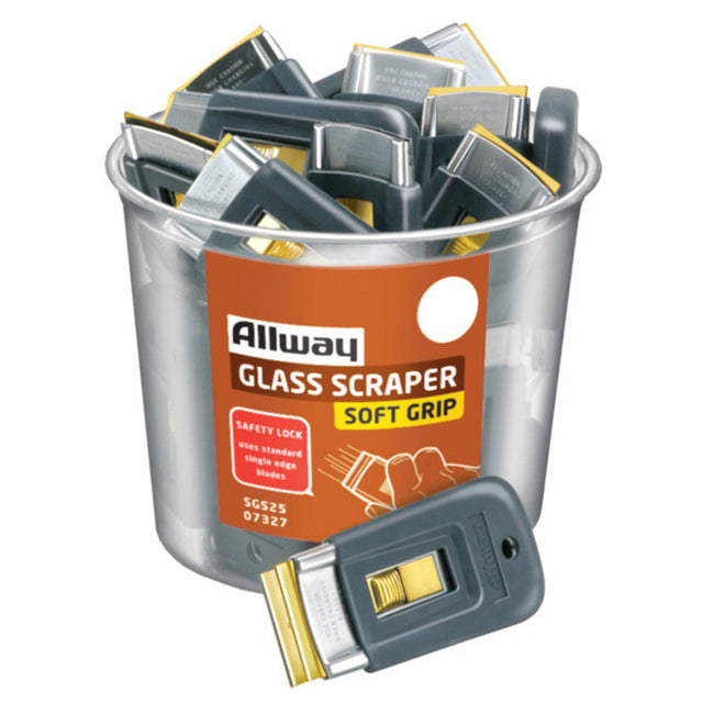 Allway Soft Grip 1-1/2 in. W Steel Retractable Glass Scraper, Pack of 25