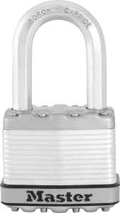 Master Lock M5XKADLF Padlock, Keyed Alike Key, 3/8 in Dia Shackle, 1-1/2 in H Shackle, Boron Carbide Shackle, Steel Body