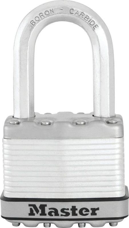 Master Lock M5XKADLF Padlock, Keyed Alike Key, 3/8 in Dia Shackle, 1-1/2 in H Shackle, Boron Carbide Shackle, Steel Body