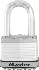 Master Lock M5XKADLF Padlock, Keyed Alike Key, 3/8 in Dia Shackle, 1-1/2 in H Shackle, Boron Carbide Shackle, Steel Body