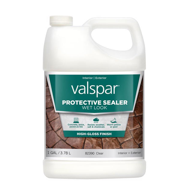 Valspar Wet Look Protective Sealer High-Gloss Clear Acrylic Concrete Sealer 1 gal, Pack of 4