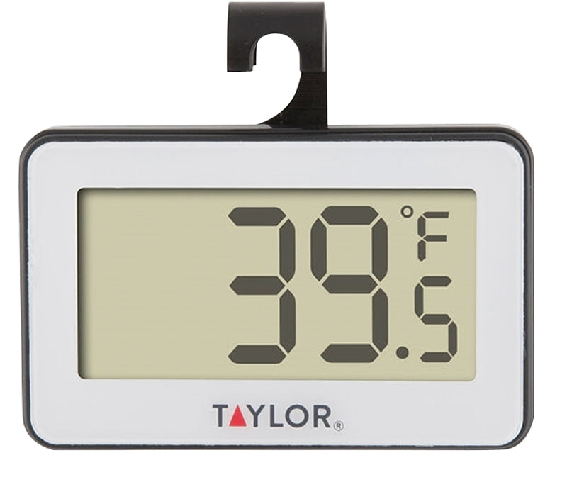 Taylor 1443 Refrigerator/Freezer Thermometer, -4 to 140 deg F, Digital Display, Black