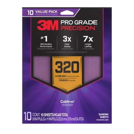 Pro Grade Precision SHR320-PGP-10T Sanding Sheet, 9 in L, 11 in W, Multi-Grade, 320 Grit, Ceramic Alumina Abrasive