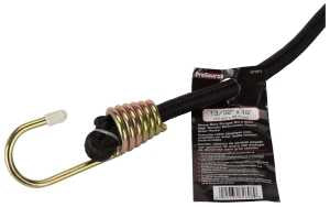 ProSource FH64081-1 Bungee Stretch Cord, 10 mm Dia, 18 in L, Polypropylene, Black, Hook End, Pack of 6