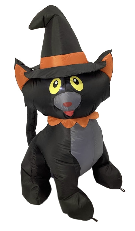 Santas Forest 90847 Inflatable Halloween Cat, 4 ft H, Polyvinyl, Black/White, Internal Light, Outdoor, Pack of 6