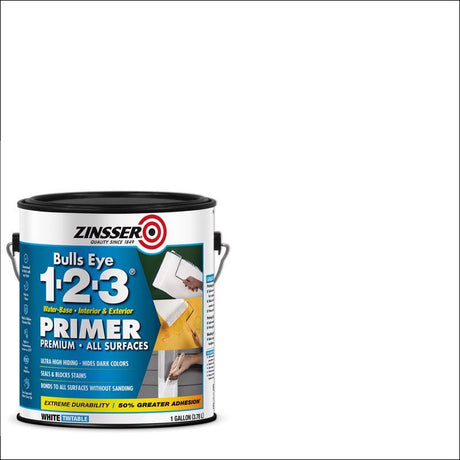 Zinsser Bulls Eye 123 White Water-Based Styrenated Acrylic Primer and Sealer 1 gal, Pack of 4