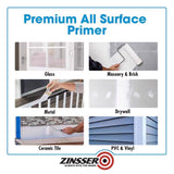 Zinsser Bulls Eye 123 White Water-Based Styrenated Acrylic Primer and Sealer 1 gal, Pack of 4
