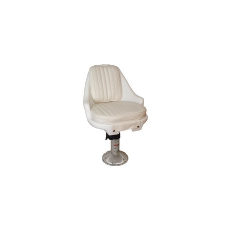 Springfield Newport Manual Adjustable Economy Chair Package, White (Includes Seat With Cushions, Pedestal, Mounting Plate and Swivel)