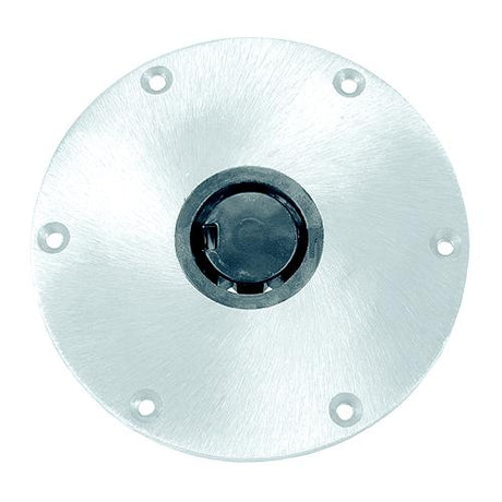 Springfield Plug-In 9″ Round Aluminum 2-3/8″ Hi-Lo Base, Satin Finish