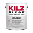 KILZ Klear Clear Flat Water-Based Alkyd Primer and Sealer 1 gal, Pack of 4