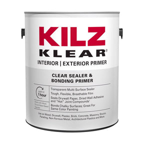 KILZ Klear Clear Flat Water-Based Alkyd Primer and Sealer 1 gal, Pack of 4