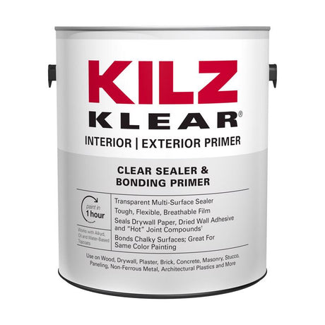 KILZ Klear Clear Flat Water-Based Alkyd Primer and Sealer 1 gal, Pack of 4