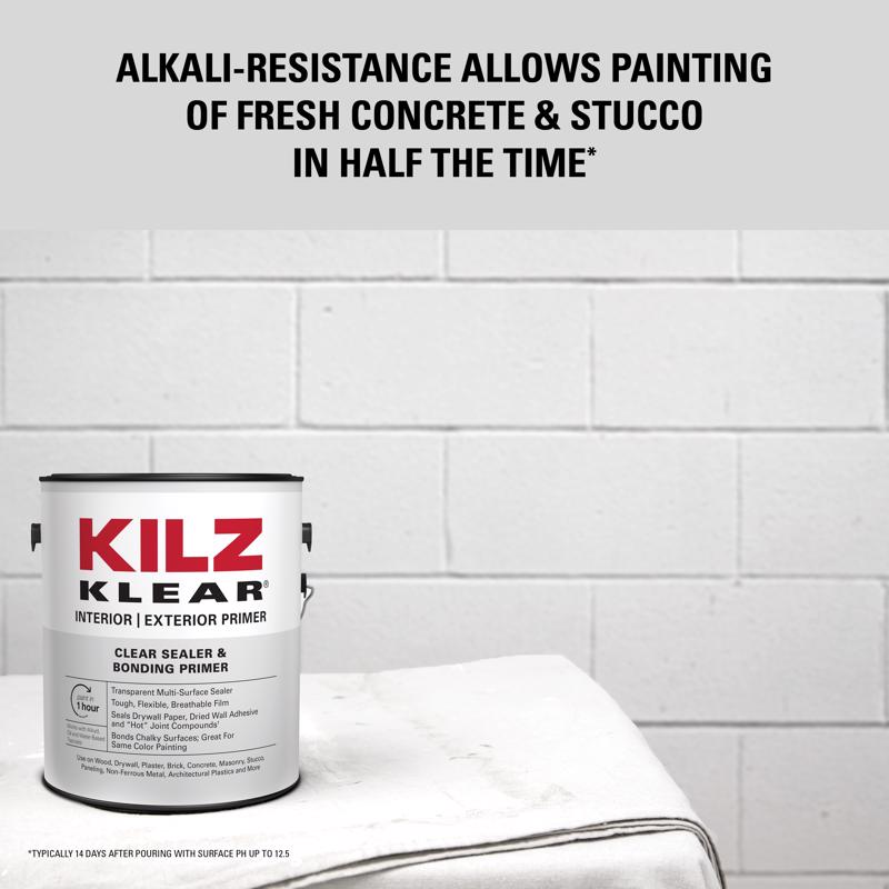 KILZ Klear Clear Flat Water-Based Alkyd Primer and Sealer 1 gal, Pack of 4