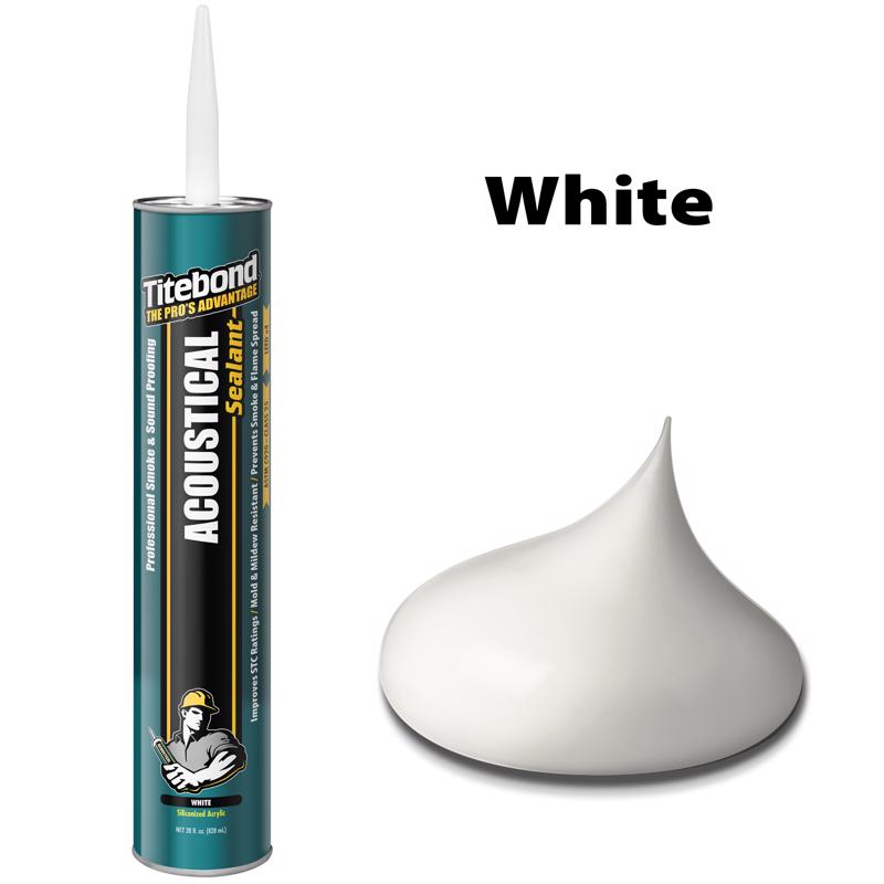 Titebond Acoustical White Elastomeric Silicone Smoke and Sound Sealant 28 oz, Pack of 12