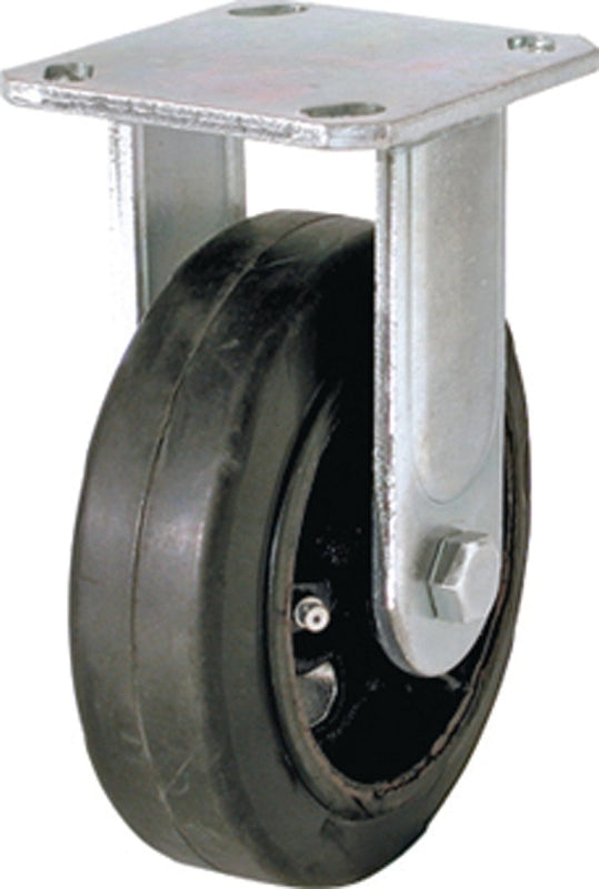 Shepherd Hardware 9494 Rigid Caster, 6 in Dia Wheel, 2 in W Wheel, Rubber Wheel, 410 lb