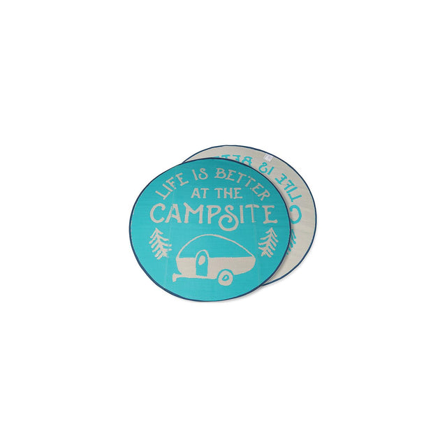 Camco 42835 6' Round Mat, Life is Better at the Campsite Pattern