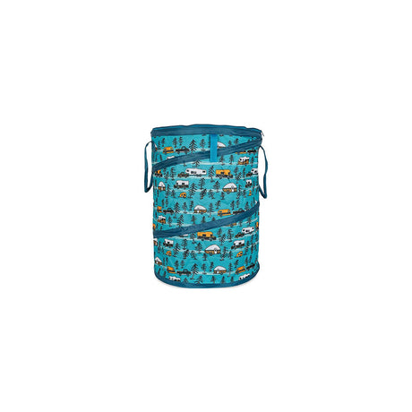 Camco 42987 Pop-Up Utility Container, Teal/ Sketched RVs, 30 Gal.