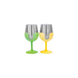 Camco 51916 Wine Tumblers, 8 oz., Green & Yellow, 1 pr.