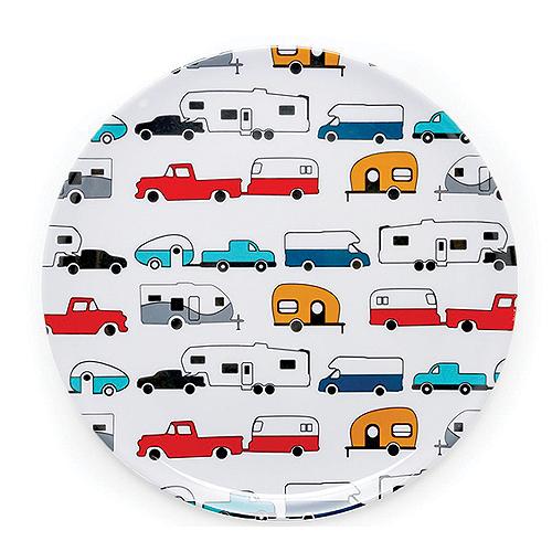 Camco 53224 Melamine Dishware, Multi-color RV & Truck Pattern, 9-3/4" Dinner Plate