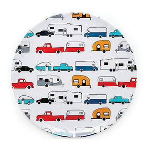 Camco 53224 Melamine Dishware, Multi-color RV & Truck Pattern, 9-3/4" Dinner Plate