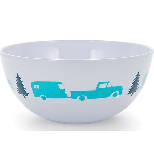 Camco 53225 Melamine Dishware, Blue Tree & Truck Pattern, 6" Bowl