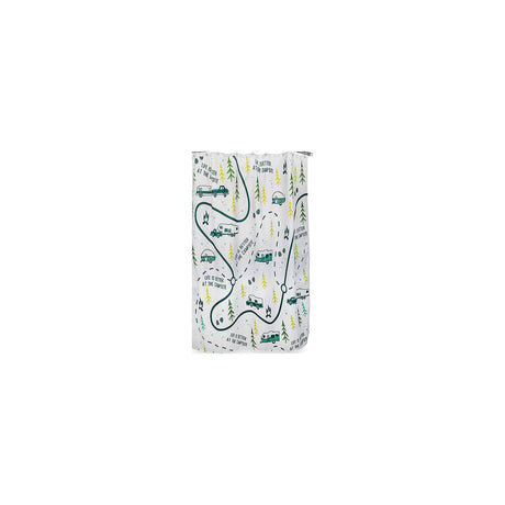 Camco 53245 RV Shower Curtain , White w/Map Design, 68" L x 54" W