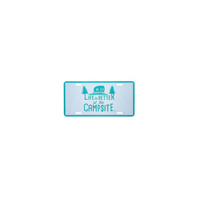 Camco 53251 Decorative Rv Themed License Plate, Teal/White, Camper