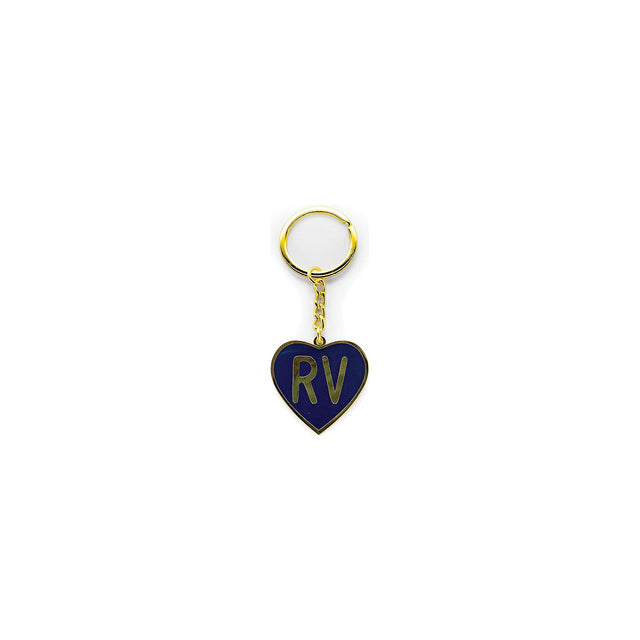 Camco 53288 Enamel Keychain, RV Themed, Navy "RV" heart