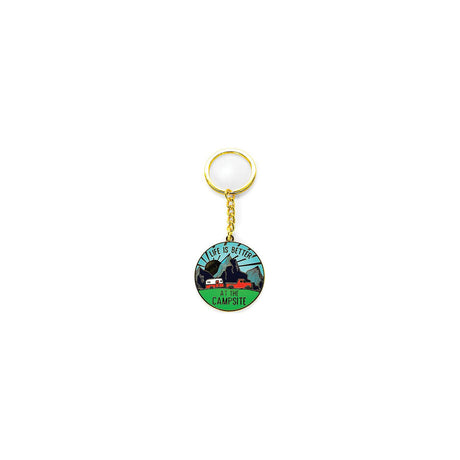 Camco 53289 Enamel Keychain, RV Themed, Camper Sunrise Round