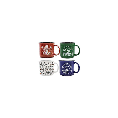 Camco 53357 Ceramic Mug, 14 oz., 4/pk, Assorted Colors