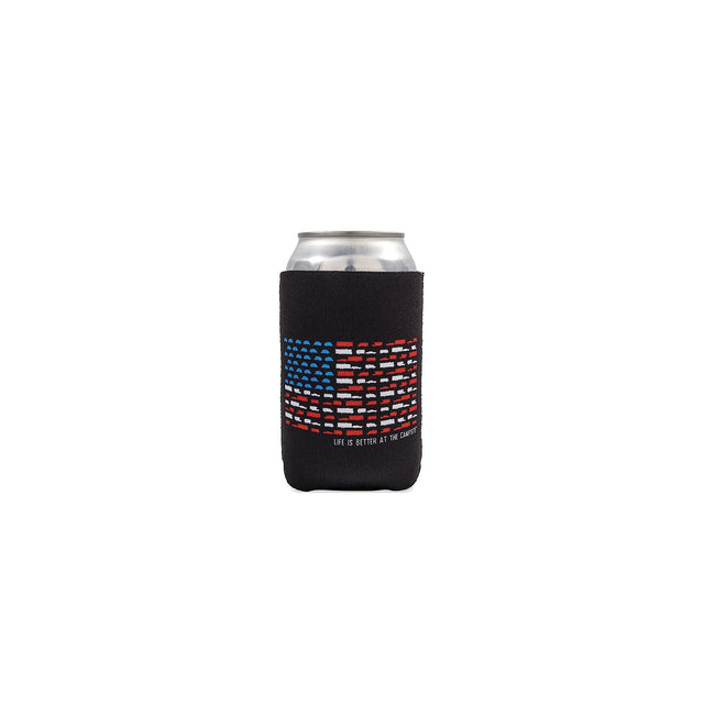 Camco 53378 Life Is Better At The Campsite Can Holder, Black, US Flag