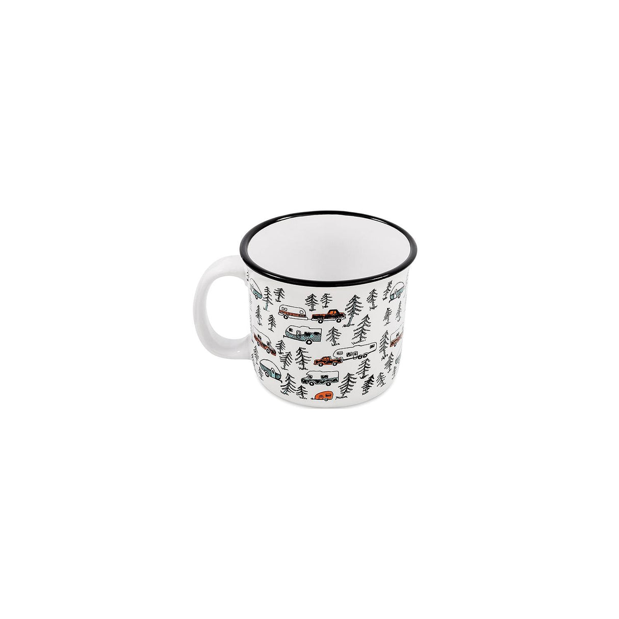 Camco 53383 Ceramic Mug, 14 oz., White Sketch RV/Trees
