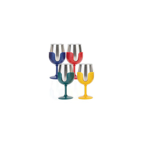 Camco 53465 Wine Tumblers, 8 oz., Navy, Red, Dark Green, Yellow , 4/pk