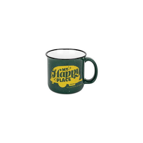 Camco 53471 Ceramic Mug, 14 oz., Green My Happy Place