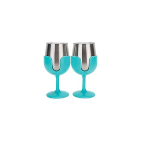 Camco 53484 Wine Tumblers, 8 oz., Light Blue, 1 pr.