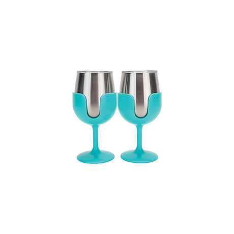 Camco 53484 Wine Tumblers, 8 oz., Light Blue, 1 pr.