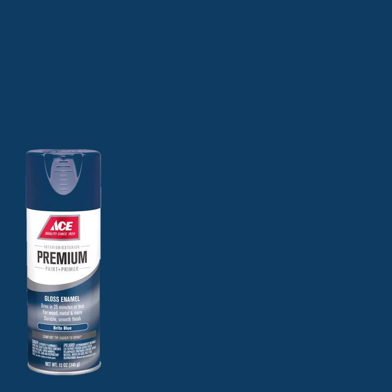 Ace Premium Gloss Brite Blue Paint + Primer Enamel Spray 12 oz, Pack of 6