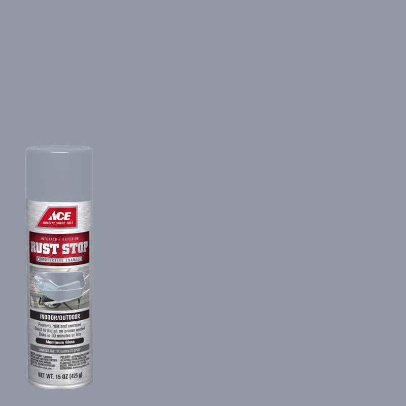 Ace Rust Stop Gloss Aluminum Protective Enamel Spray Paint 15 oz, Pack of 6