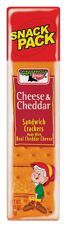 Keebler KCC12 Sandwich Crackers, Cheddar, Cheese Flavor, 1.8 oz, Pack of 12