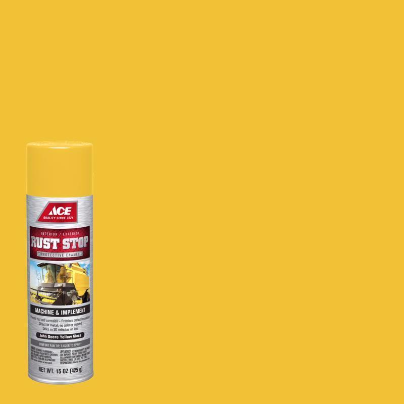 Ace Rust Stop Machine & Implement Gloss John Deere Yellow Protective Enamel Spray Paint 15 oz, Pack of 6