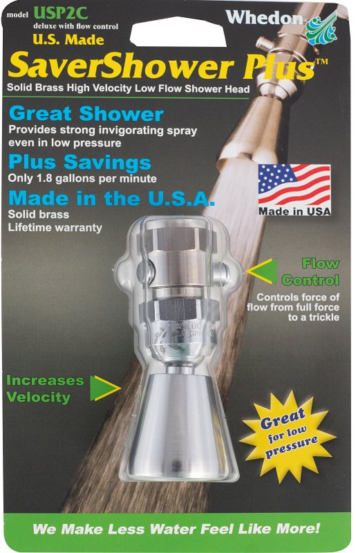 Whedon Ultra Saver Series USP2C/USP29C Showerhead with Trickle Valve, 1.9 gpm, 1/2 in Connection, Female, Brass