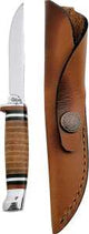 Case 379 Utility Knife with Leather Sheath, 3.13 in L Blade, Stainless Steel Blade, Brown/Tan Handle