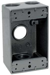 Teddico/Bwf 1504-1 Outlet Box, 97.3 cu-in, 4-1/2 in, 1-Gang, 4-Knockout, Metal, Gray, Powder-Coated