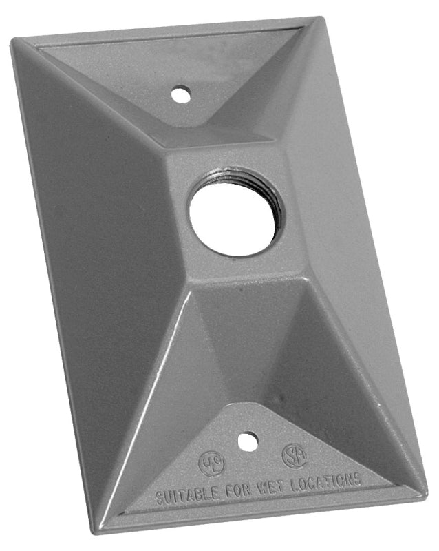 BWF 811-1 Cover, Lampholder, 4-1/2 in L, 2-7/8 in W, Rectangular, 1-Gang, Metal, Gray, 12/CD