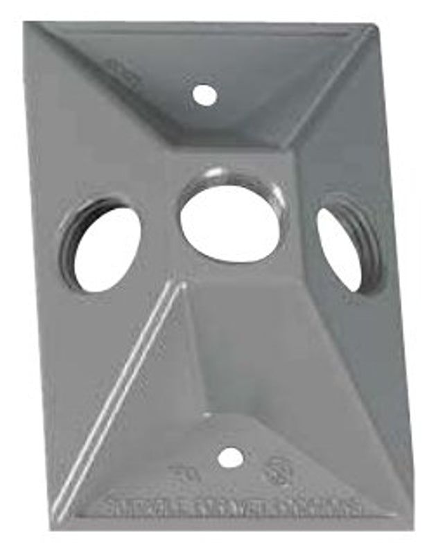 BWF 813-1 Cover, Lampholder, 4-1/2 in L, 2-7/8 in W, Rectangular, 1-Gang, Metal, 12/CD, Gray