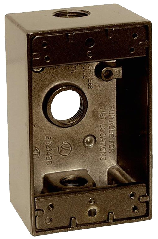 Orbit 1B50 1B50-3-BR Weatherproof Box, 2-3/4 in W, 2 in D, 4-1/2 in H, 1 -Knockout, Screw Mounting, NEMA 3R