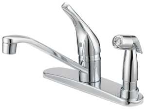 Boston Harbor FS610045CP Kitchen Faucet, 1.8 gpm, 1-Handle, 4-Faucet Hole, Metal/Plastic, Chrome Plated